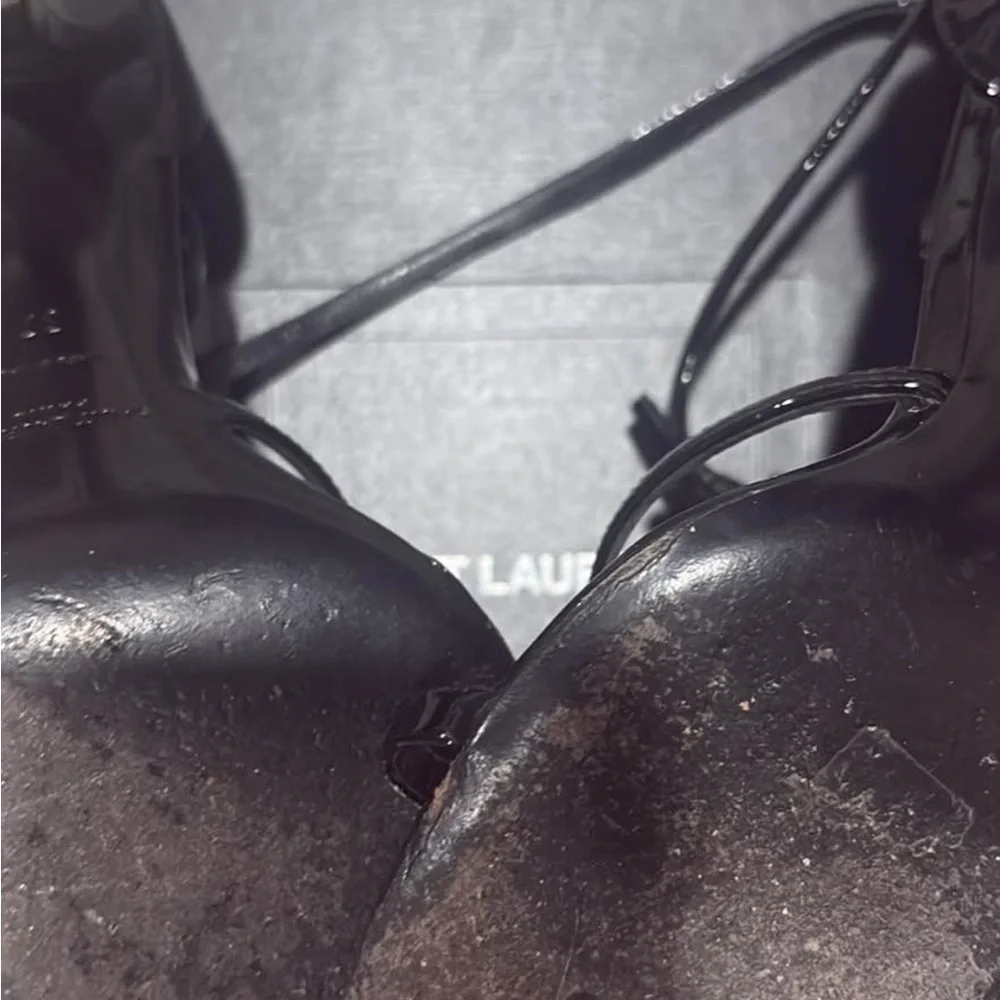 Saint Laurent Black Patent Leather Strappy Heels - Picture 3 of 3